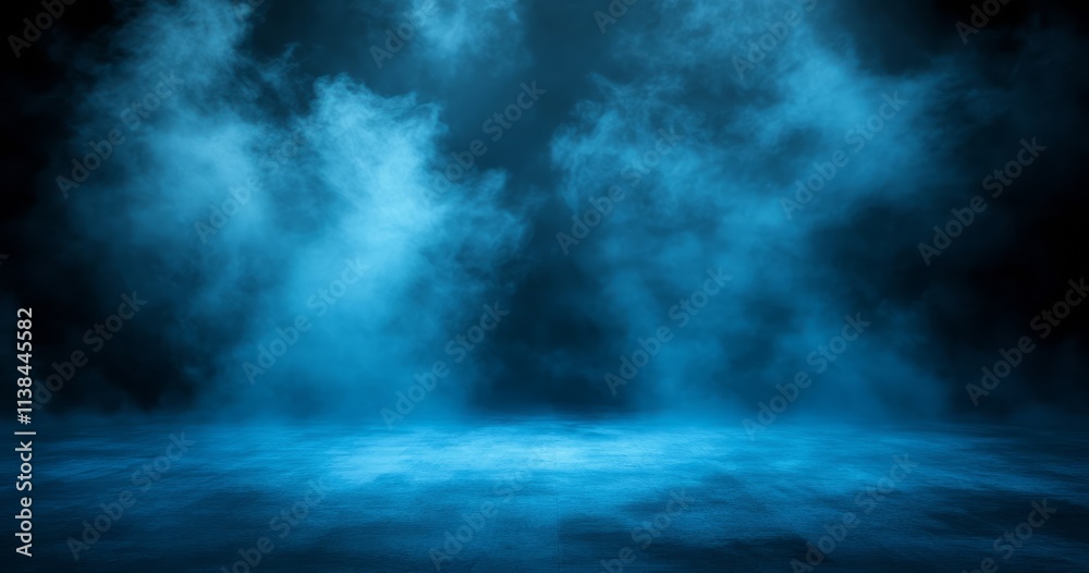 Blue Foggy Atmosphere Over Dark Ground Blue Foggy Atmosphere Over Dark Ground