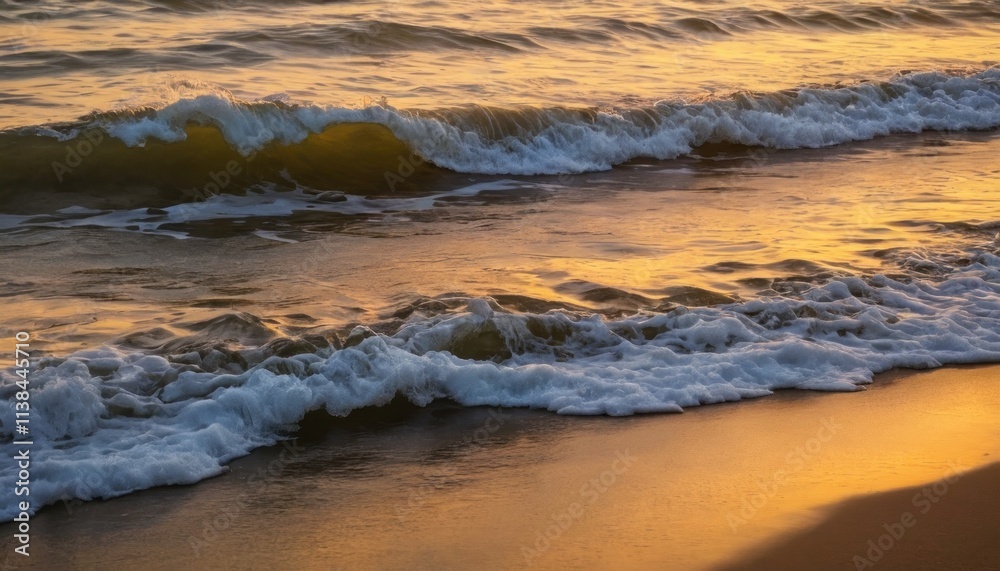 Obraz premium Golden hour paints the sky with hues of orange and pink as the sun dips below the horizon, casting a shimmering reflection on the tranquil ocean