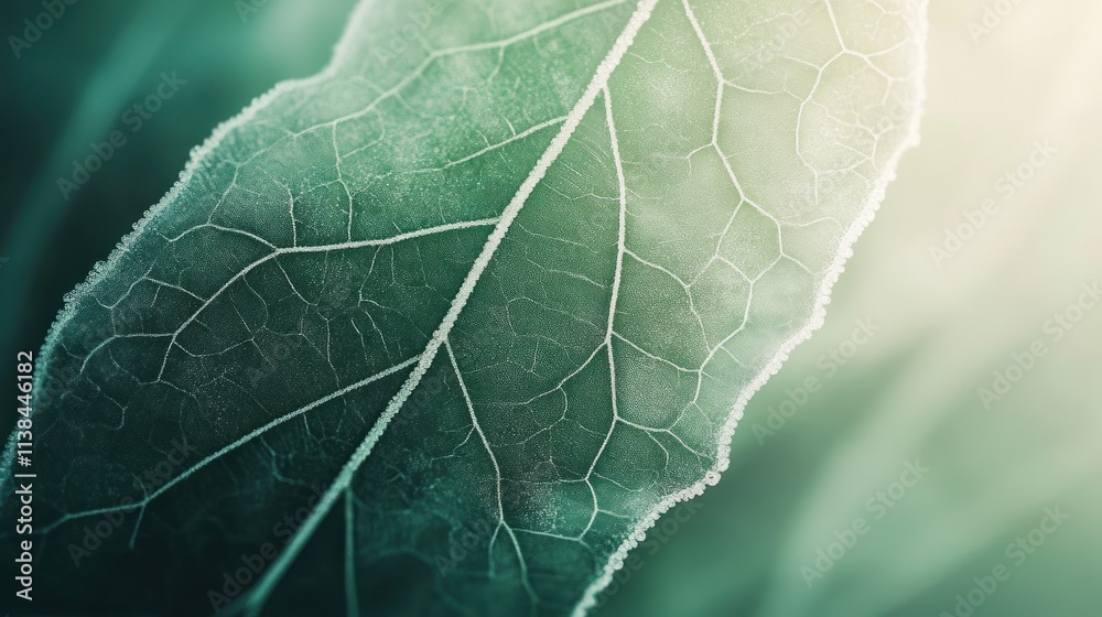 Close-up of a leaf showcasing intricate vein patterns and natural textures.