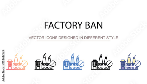 Factory Ban icon design with white background stock illustration