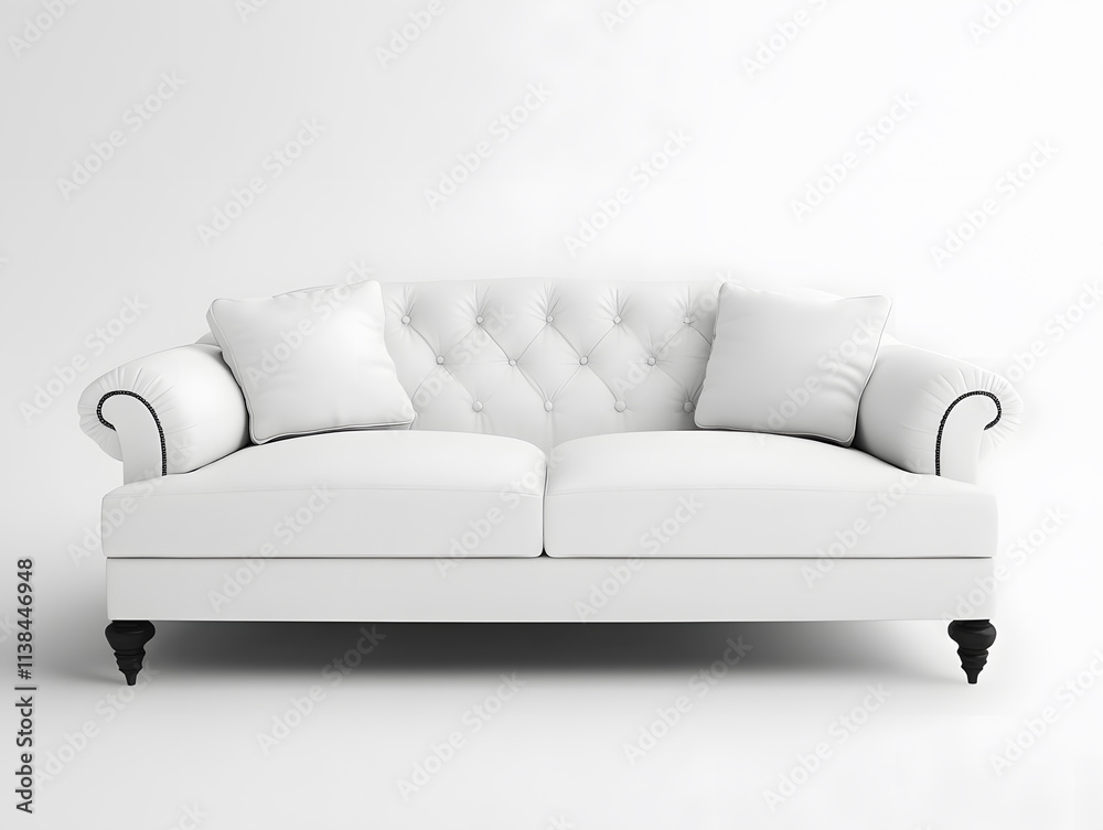 White soft comfortable sofa on a white background. Neural network AI generated art White soft comfortable sofa on a white background. Neural network AI generated art