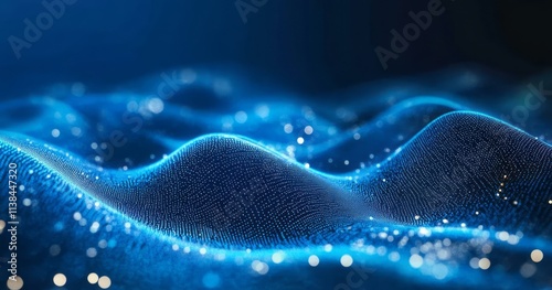 Abstract Blue Digital Wave ...