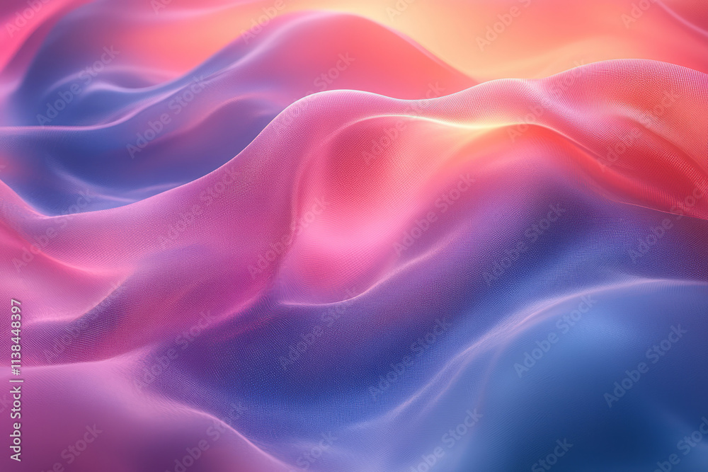 Obraz premium Abstract Flowing Shapes in Blue and Pink Gradient with Smooth Curves