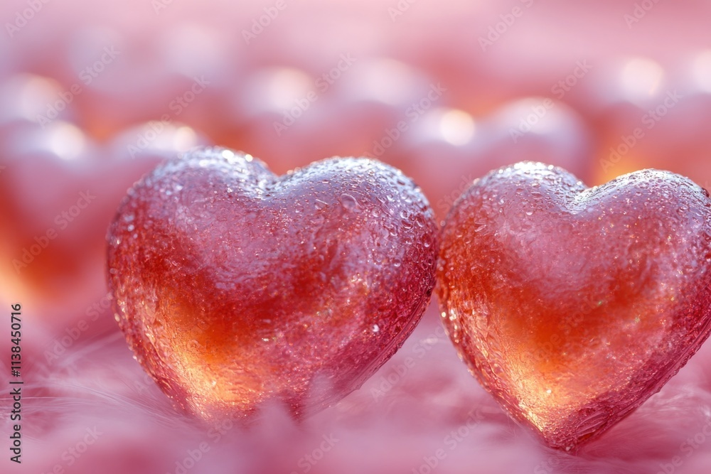 Fototapeta premium A pair of heart-shaped candies placed on a table