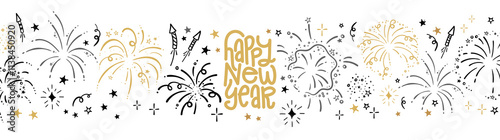 Fun hand drawn doodle fireworks, doodle pattern, great for textiles, wrapping, banner, wallpapers - vector design