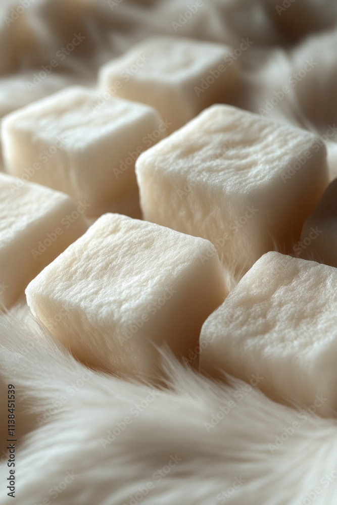 A close-up of a faux fur background with delicate, empty square icons scattered across it, A close-up of a faux fur background with delicate, empty square icons scattered across it,
