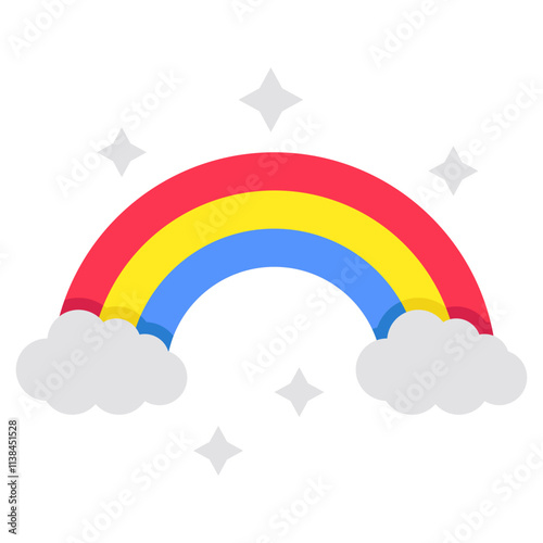 An eye catching icon of rainbow, flat style