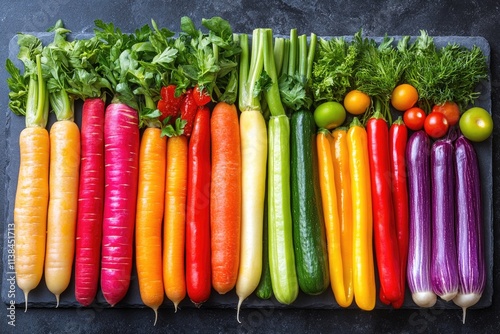 Fresh produce arranged on a tray