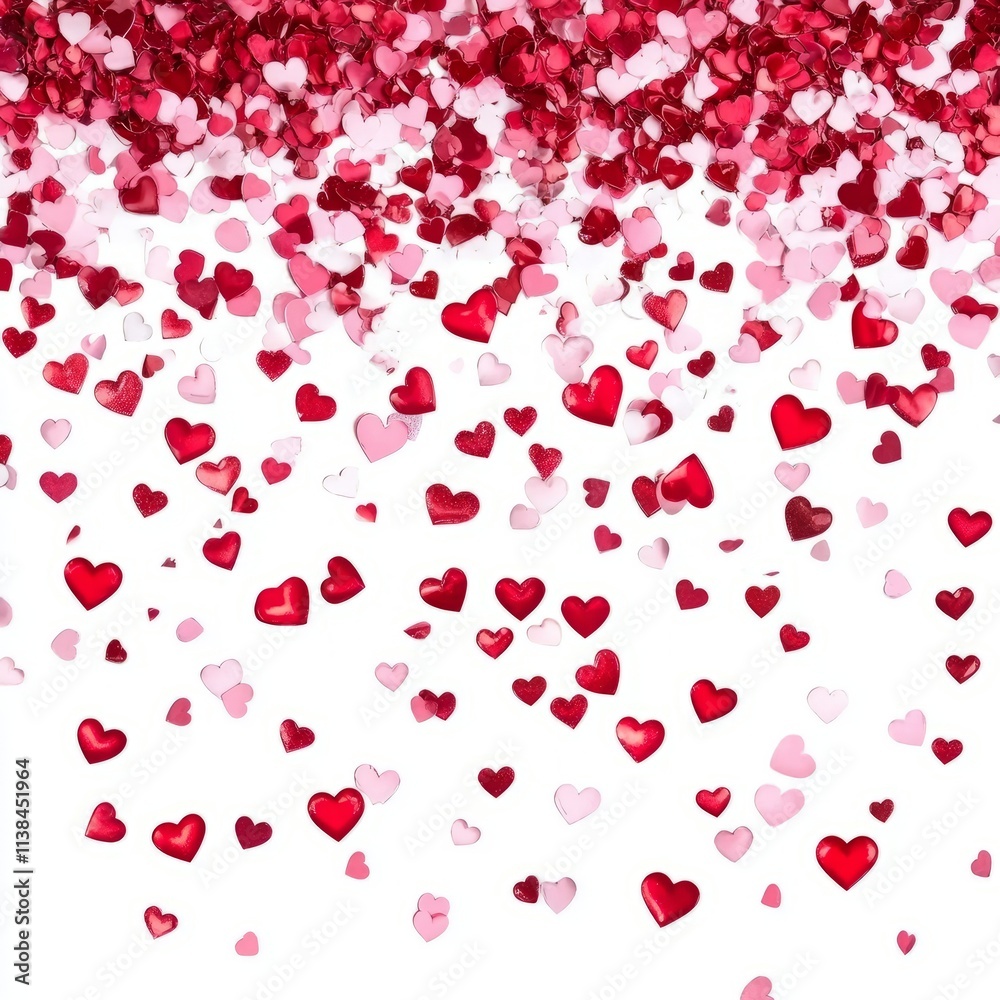 Pink and red hearts confetti isolated on white background Pink and red hearts confetti isolated on white background