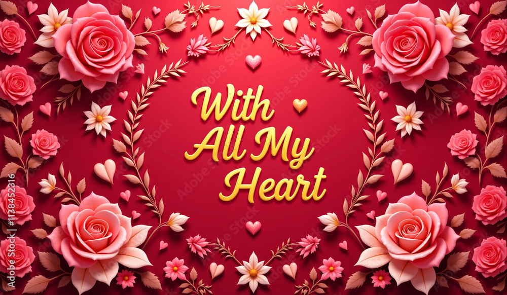 Fototapeta premium A romantic design with golden text 