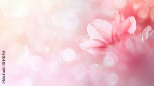 Fototapeta Naklejka Na Ścianę i Meble -  Soft pink blurred tulip flowers with gentle bokeh background creating a dreamy atmosphere for wallpapers or decorative purposes
