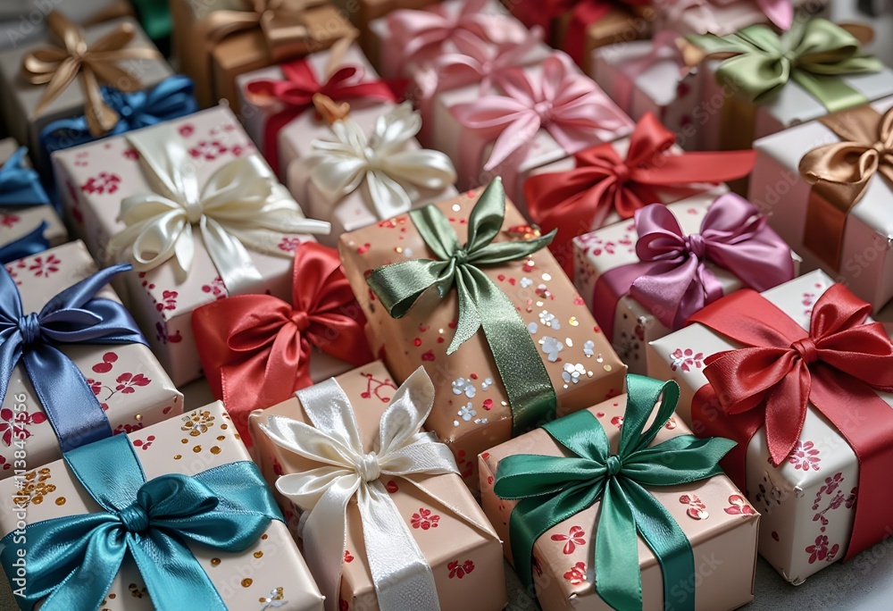 A set of many colorful satin gift ribbons background Christmas, holiday, happy birthday and happy new year A set of many colorful satin gift ribbons background Christmas, holiday, happy birthday and happy new year
