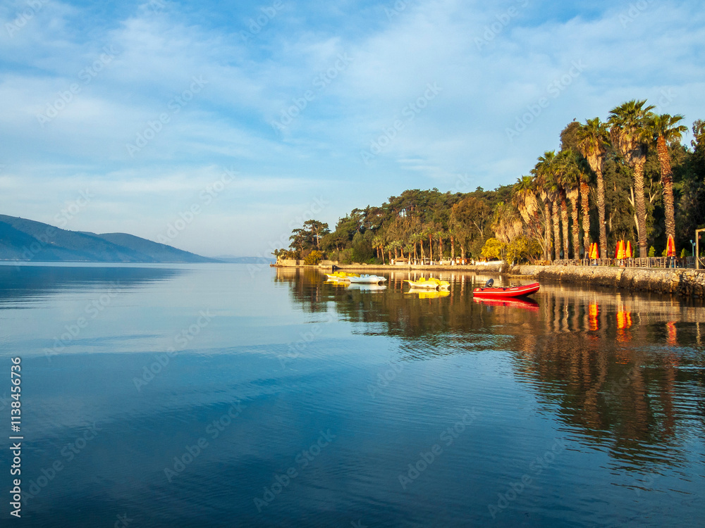 Akyaka Village coatline view. Akyaka is popular tourist destination in Turkey. Akyaka Village coatline view. Akyaka is popular tourist destination in Turkey.