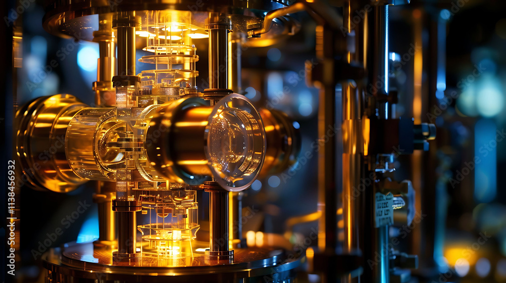 A glowing quantum computer with visible data streams, A glowing quantum computer with visible data streams,