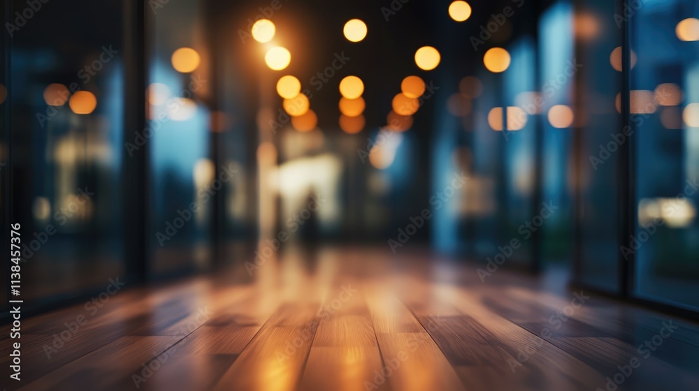 Blurred interior background with warm bokeh lights creating a cozy and inviting atmosphere for modern design projects Blurred interior background with warm bokeh lights creating a cozy and inviting atmosphere for modern design projects