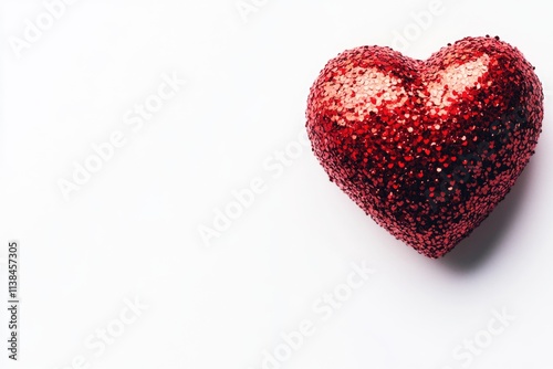 A small red glitter heart on a plain white background, perfect for romantic or celebratory designs
