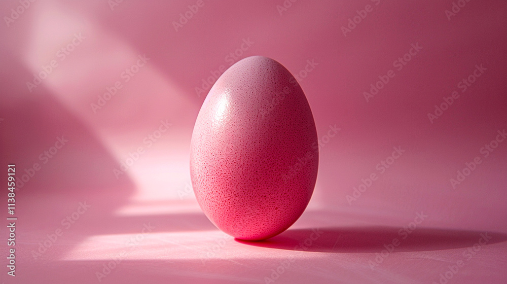 Fototapeta premium Pink egg resting gracefully on a soft pastel backdrop in soft light