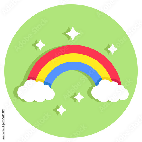 An eye catching icon of rainbow, flat style