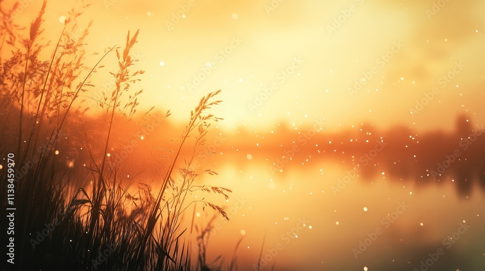 Serene blurred nature background with soft golden hues and subtle reflections creating a peaceful atmosphere by the water's edge. Serene blurred nature background with soft golden hues and subtle reflections creating a peaceful atmosphere by the water's edge.