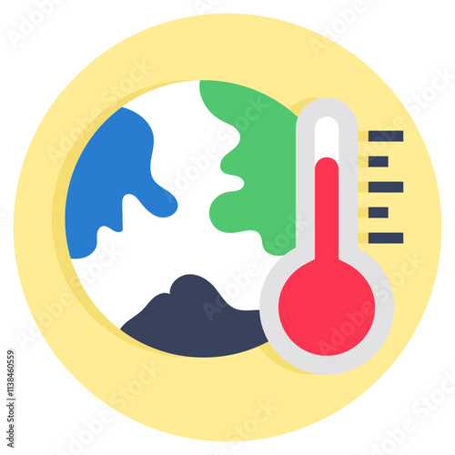 Thermometer with globe symbolizing concept of global warming