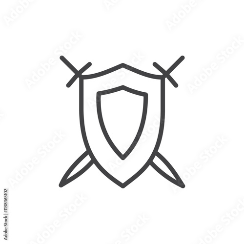 Sword and shield icon Logo symbol outline set