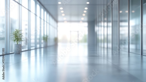 Wallpaper Mural Modern bright corridor with glass walls and minimalist design featuring a plant in a pot creating an airy spacious atmosphere Torontodigital.ca