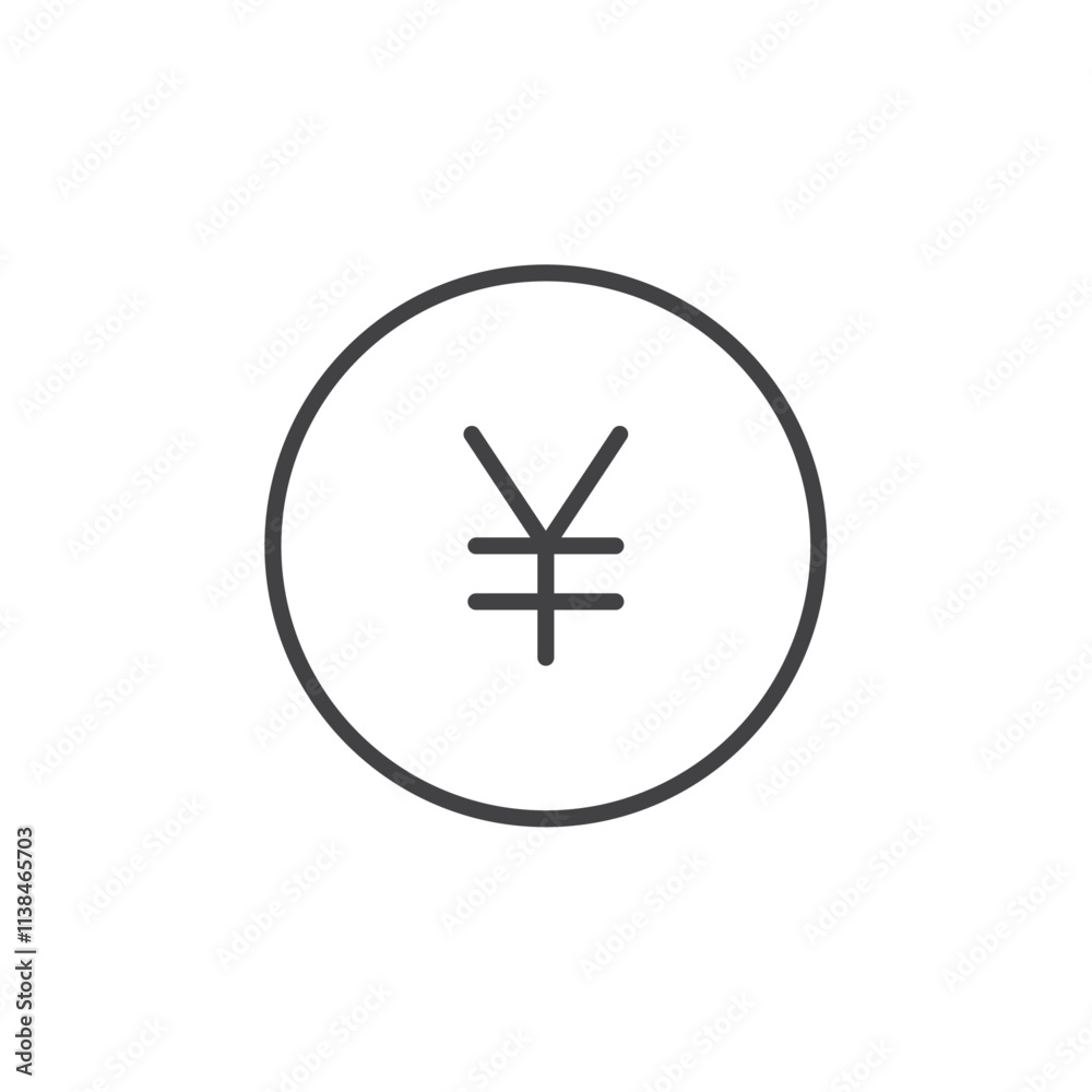 Fototapeta premium Yen icon Logo symbol outline set