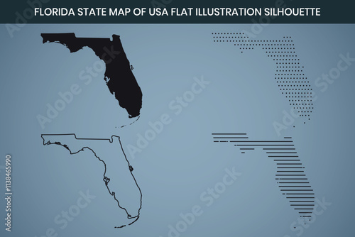 Florida State Hand Drawn Outline Map of USA