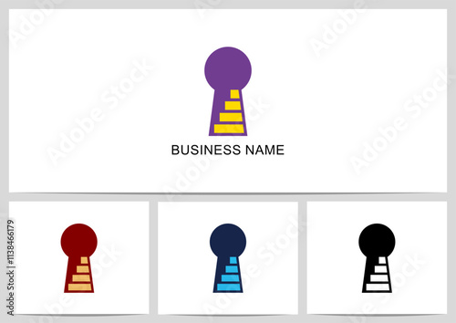 Stairs Step Inside Keyhole Logo Design