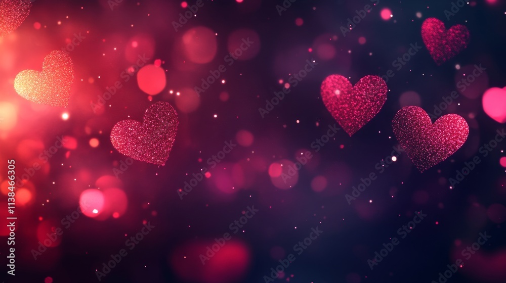 Valentines Shiny Pink Glitter Background With Defocused Abstract Lights
