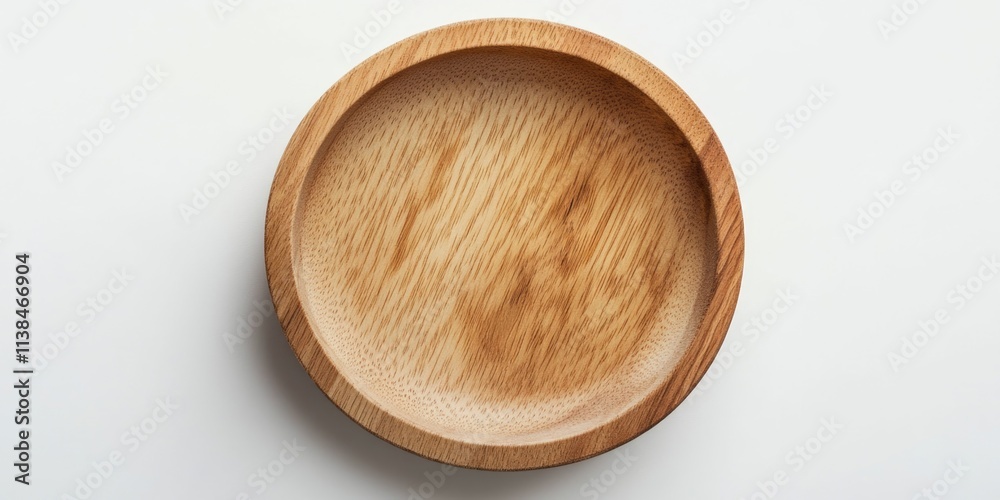 A simple and elegant setting featuring a wooden bowl sitting atop a white table A simple and elegant setting featuring a wooden bowl sitting atop a white table