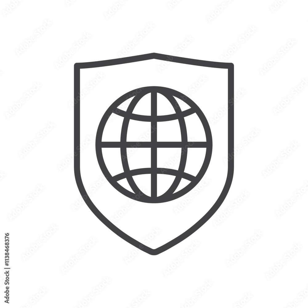 Browser protection icon Logo symbol outline set Browser protection icon Logo symbol outline set