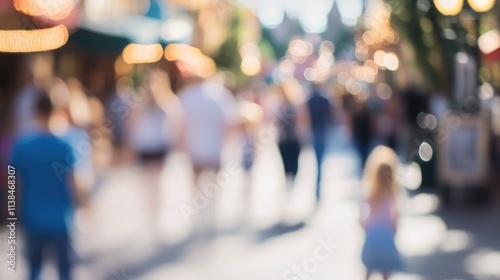 Wallpaper Mural Blurred view of a vibrant theme park filled with indistinct people enjoying a sunny day creating a lively atmosphere of joy and excitement Torontodigital.ca