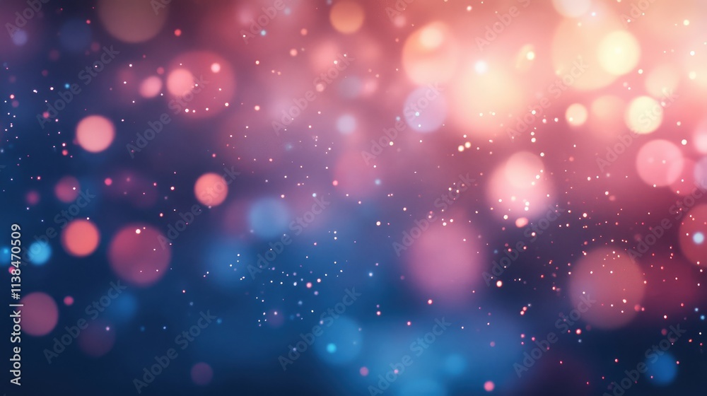Obraz premium Abstract blurred background with colorful bokeh lights and sparkling particles creating a dreamy, atmospheric effect for creative designs.