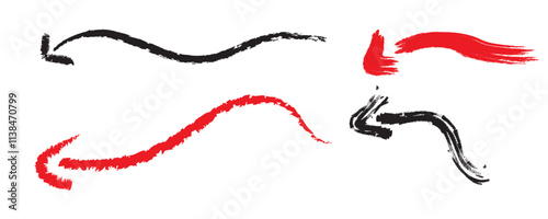 Black and red hand drawn arrow icon sets. Vector arrow illustration	