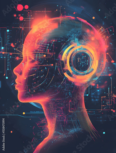 Colorful background with notes, treble clefs. Neural network AI generated art