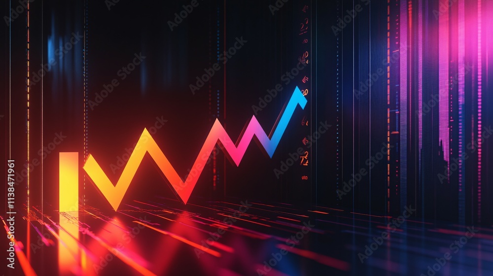 Abstract Neon Graph Showing Upward Trend Abstract Neon Graph Showing Upward Trend