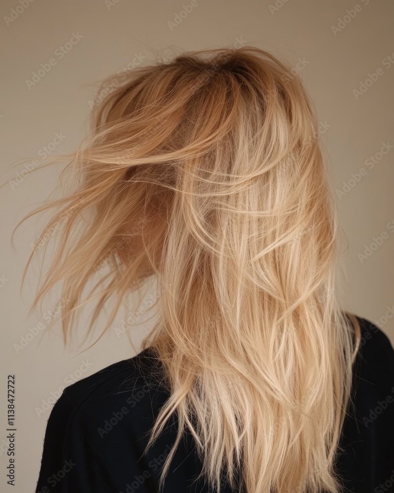 Naklejka premium Blonde Hair, Back View, Windblown