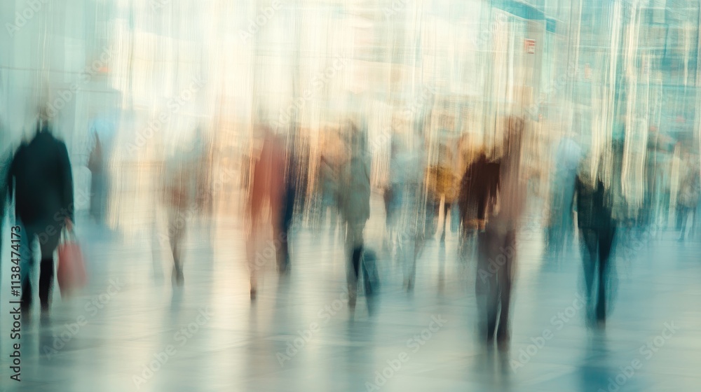 Dynamic blurred scene of diverse tourists navigating a busy airport terminal showcasing travel and movement in a modern setting Dynamic blurred scene of diverse tourists navigating a busy airport terminal showcasing travel and movement in a modern setting
