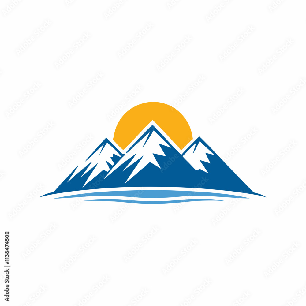 Mountain Sunrise Logo Vector Design. Mountain Sunrise Logo Vector Design.