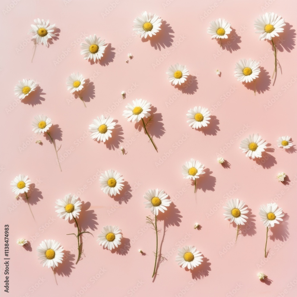 Obraz premium Daisies on Pink Background