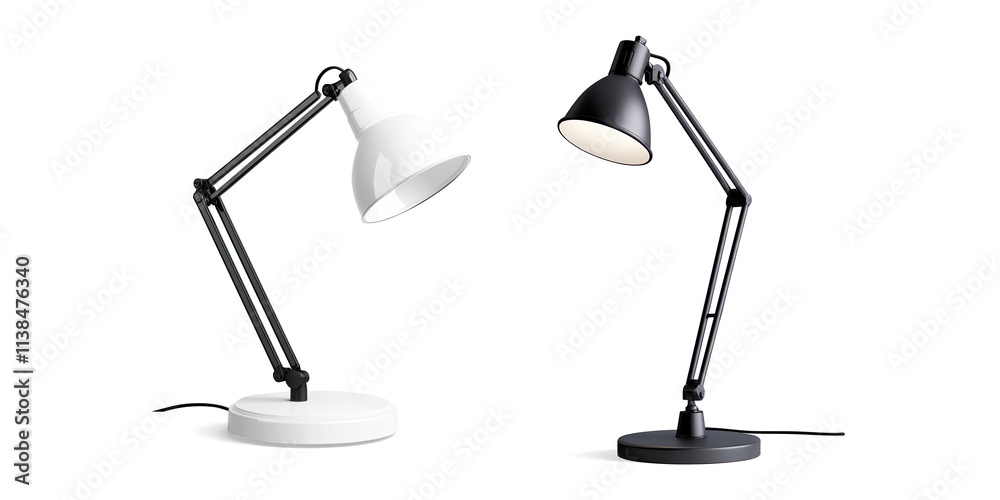Black Desk Lamp with Adjustable Arm on a Transparent Background Black Desk Lamp with Adjustable Arm on a Transparent Background