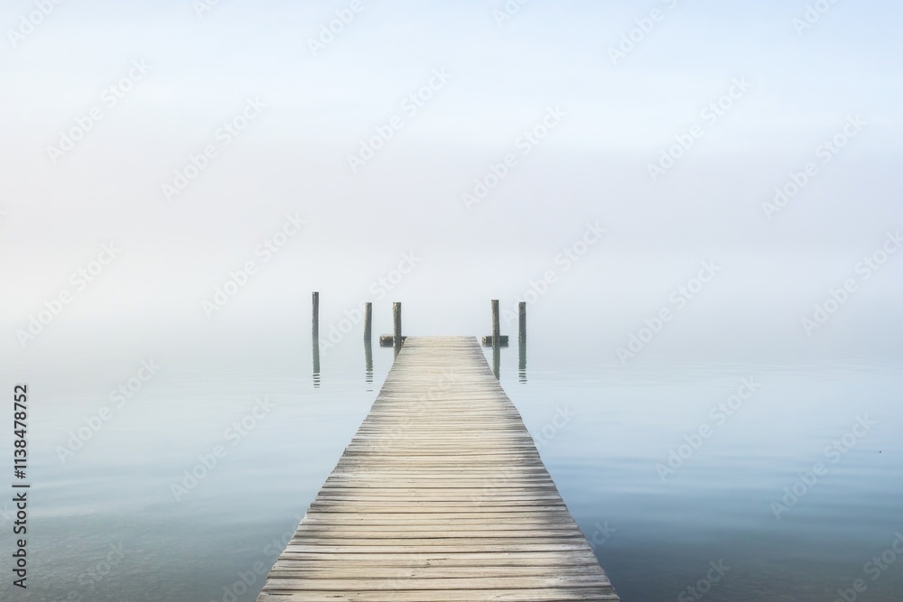 Fototapeta premium A long dock stretching into the calm water with a serene atmosphere