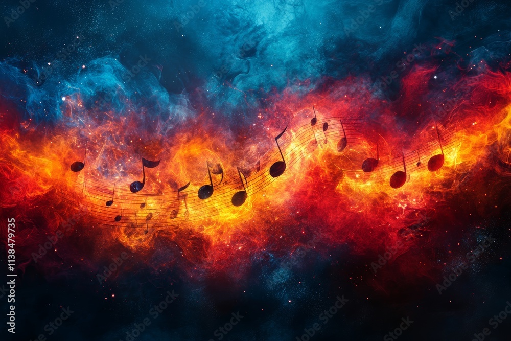 Fiery Musical Notes in Cosmic Nebula