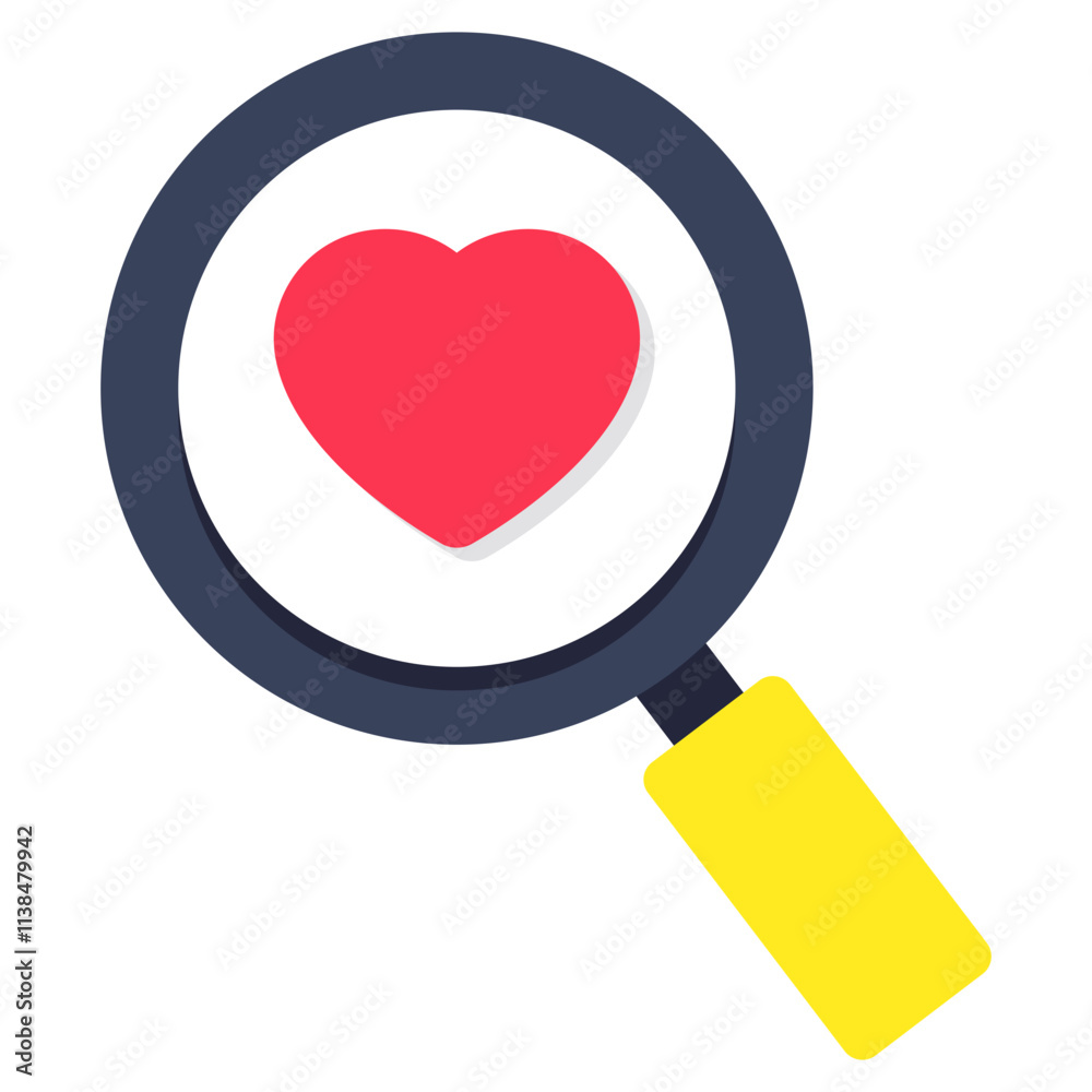 A colored design icon of search love A colored design icon of search love