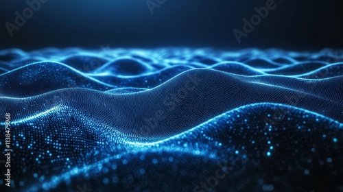 Abstract Blue Particle Wave...