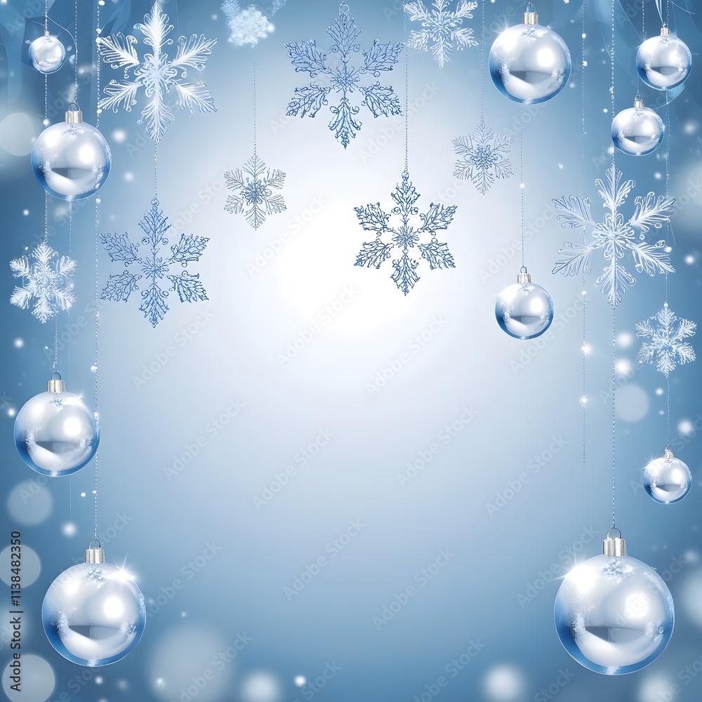 A serene and festive blue Christmas background adorned with delicate A serene and festive blue Christmas background adorned with delicate