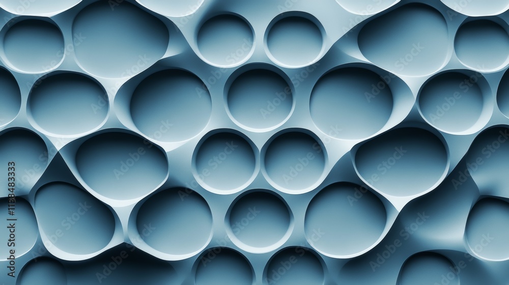 Abstract Blue 3D Background with Circular Indentations Abstract Blue 3D Background with Circular Indentations