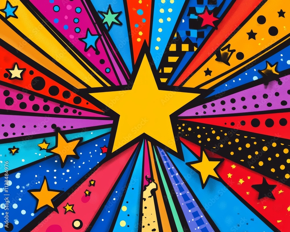 Fototapeta premium Colorful Pop Art Starburst Background