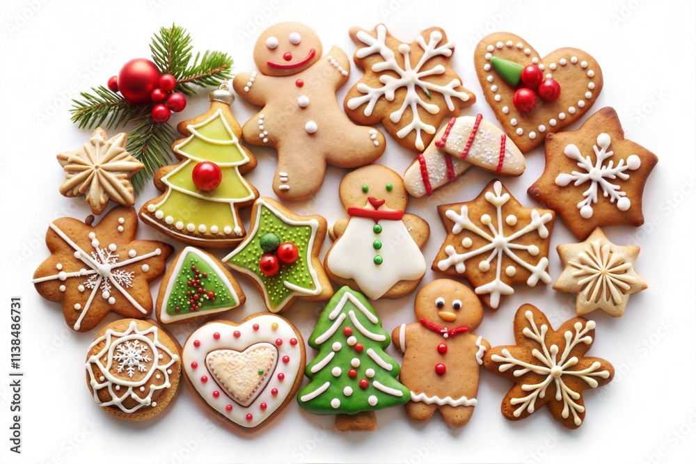 Fototapeta premium Christmas Cookies Collection Festive Shapes and Sugar Decor Designs